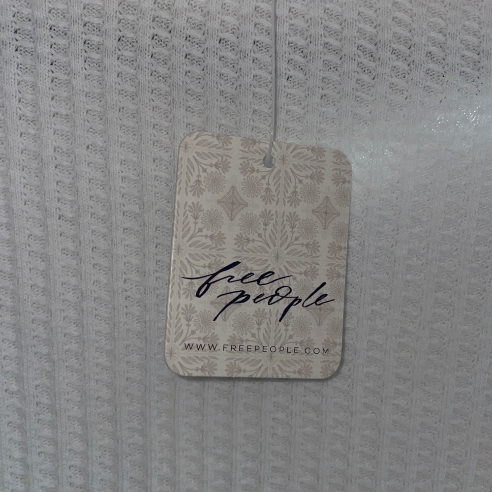 Free People We The Free Roll With It Waffle Knit Top White XS NWT - Picture 8 of 9